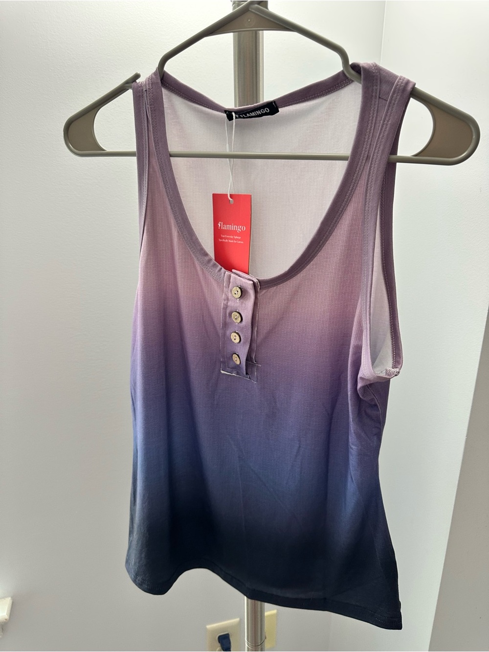Flamingo Lavender-to-Navy Ombre Henley Tank